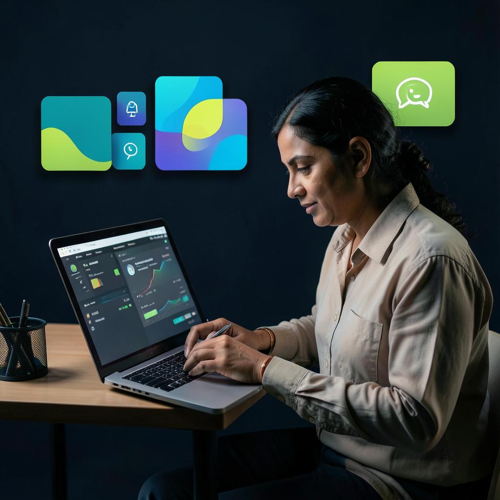 Professional using connected AI productivity tools